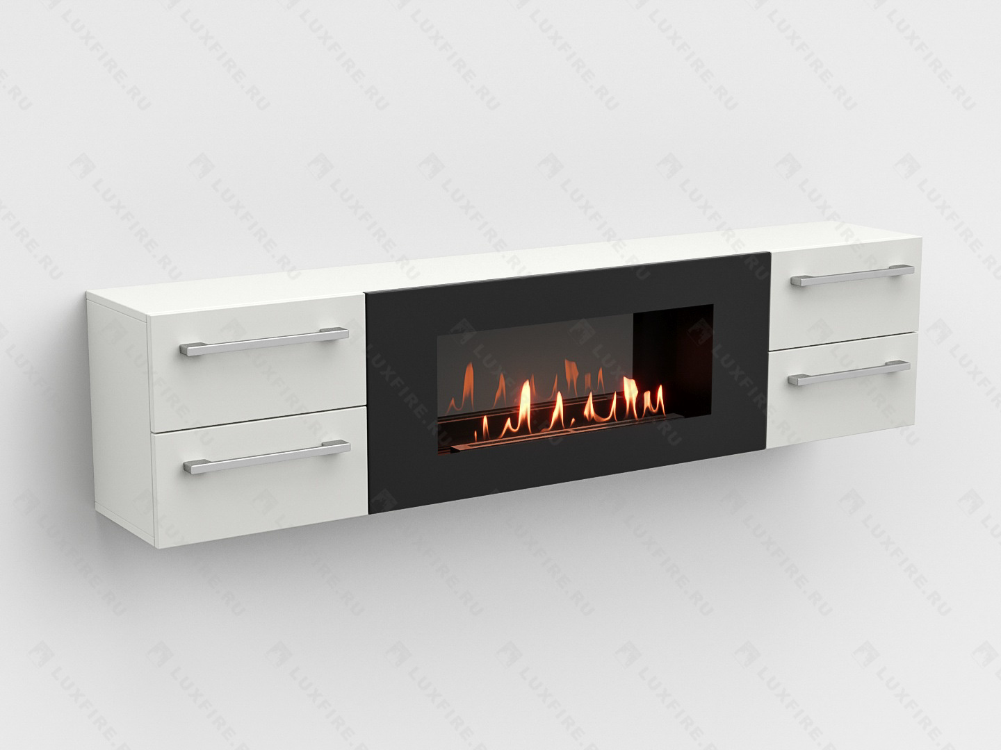 Тумба ТВ Lux Fire "Нева" настенная 1700 матовая, белая с биокамином 900 Тумба ТВ Lux Fire "Нева" настенная 1700 матовая, белая с биокамином 900
