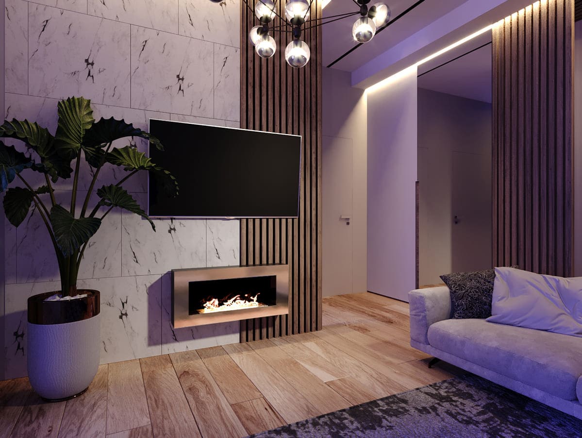 Биокамин "Русский огонь" Барокко 900N настенный с декоративным стеклом (стемалитом) по цене 44 650 руб.