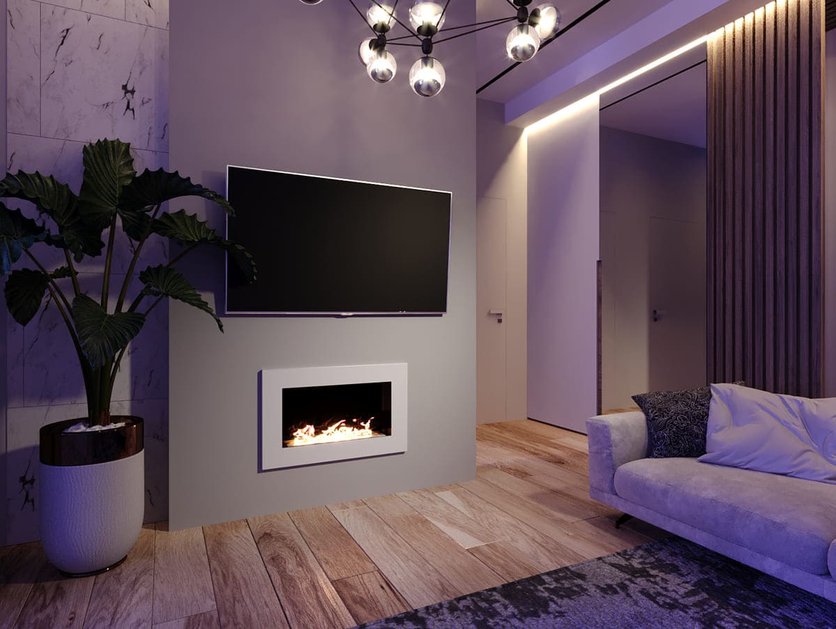 Биокамин "Русский огонь" Блонд 800V встраиваемый (высота 500мм.) с декоративным стеклом (стемалитом) по цене 27 100 руб.