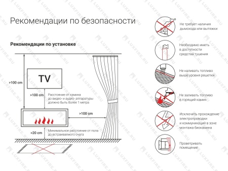 Встроенный биокамин Lux Fire Фронтальный 1100 М по цене 76 890 руб.